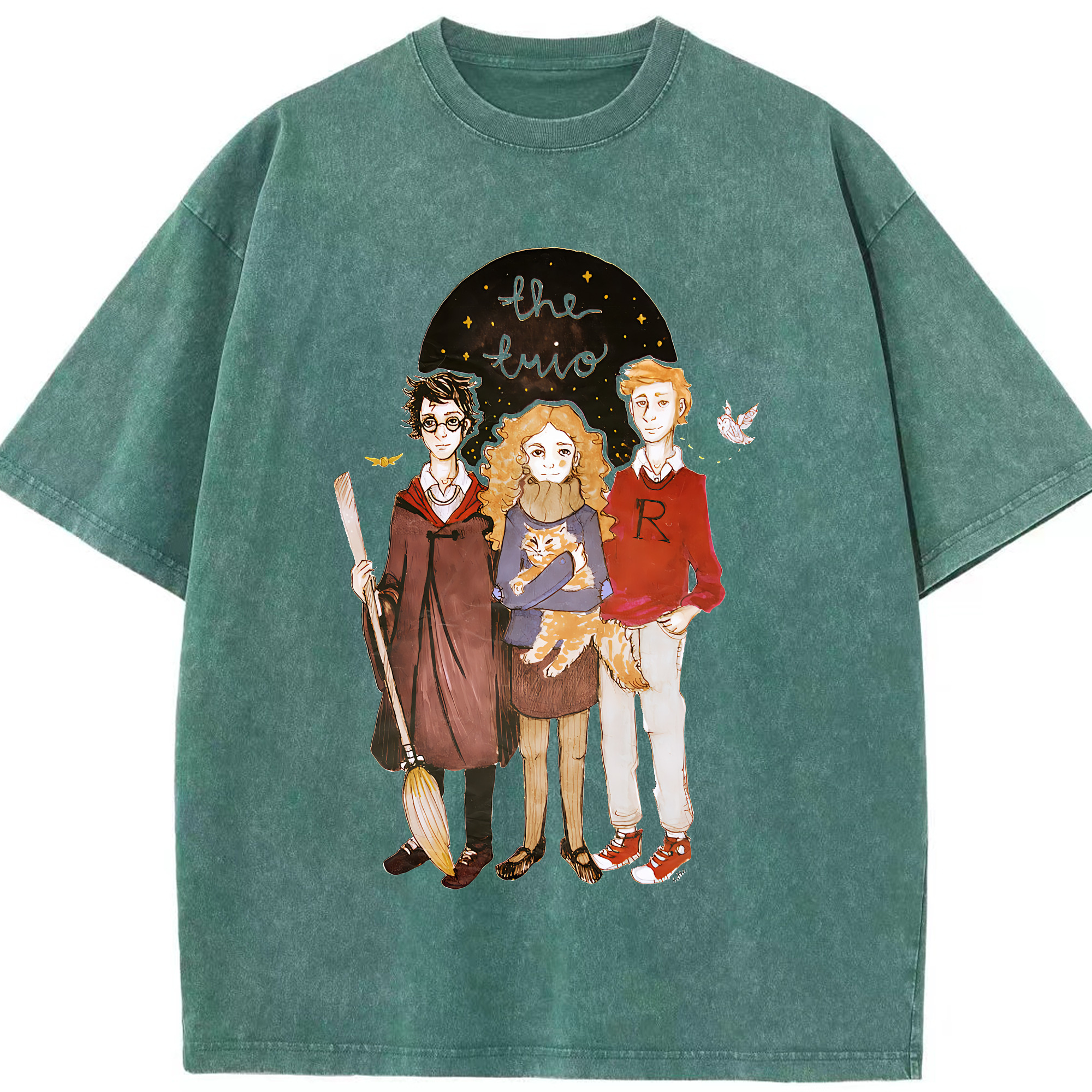 （画像用） Harry Potter ハリー・ポッターシリーズ 綿100% ヴィンテージ風 半袖Tシャツ（フロントプリント）